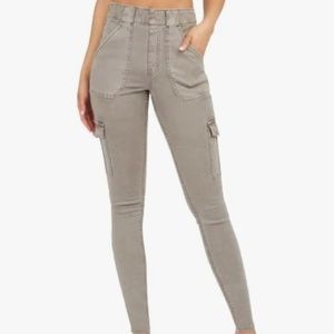 SPANX Women's Stretch Twill Ankle Cargo Pants Size large Desert Dune